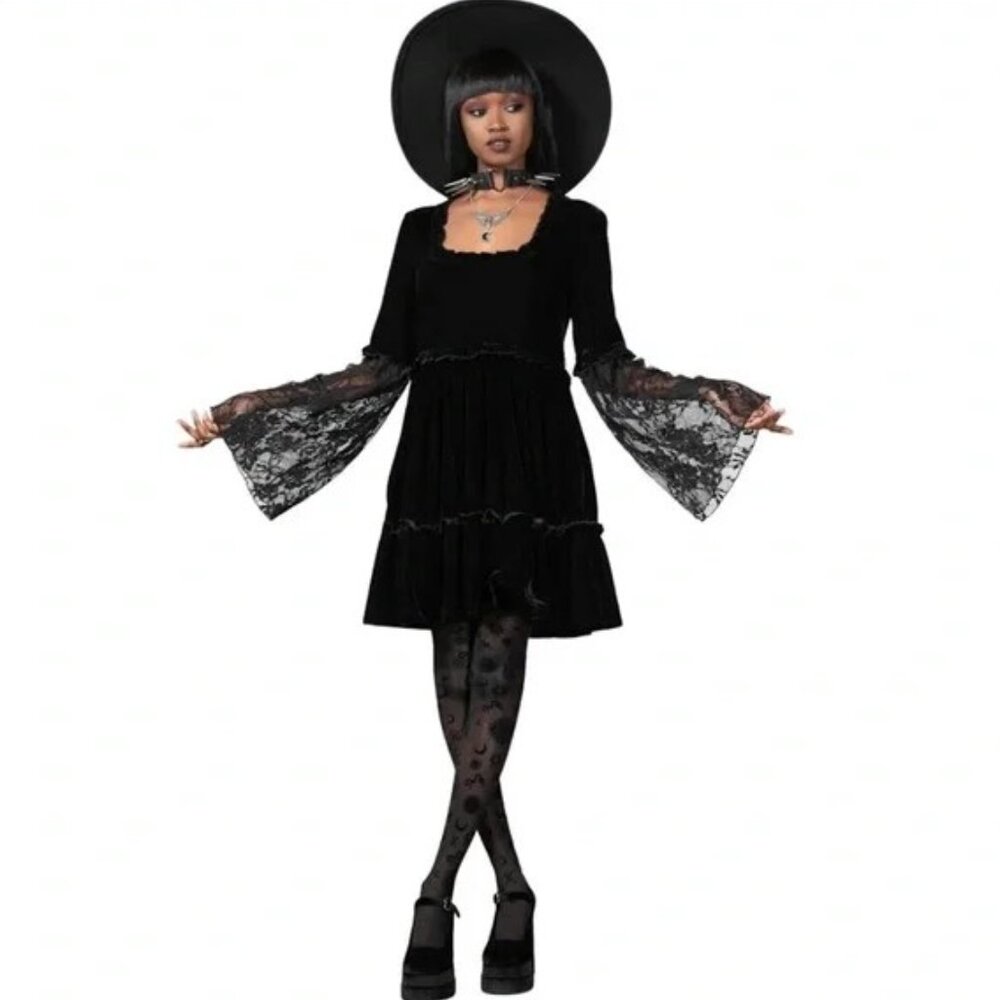 KILLSTAR PRUDENCE BLACK VELVET DRESS SIZE XXL